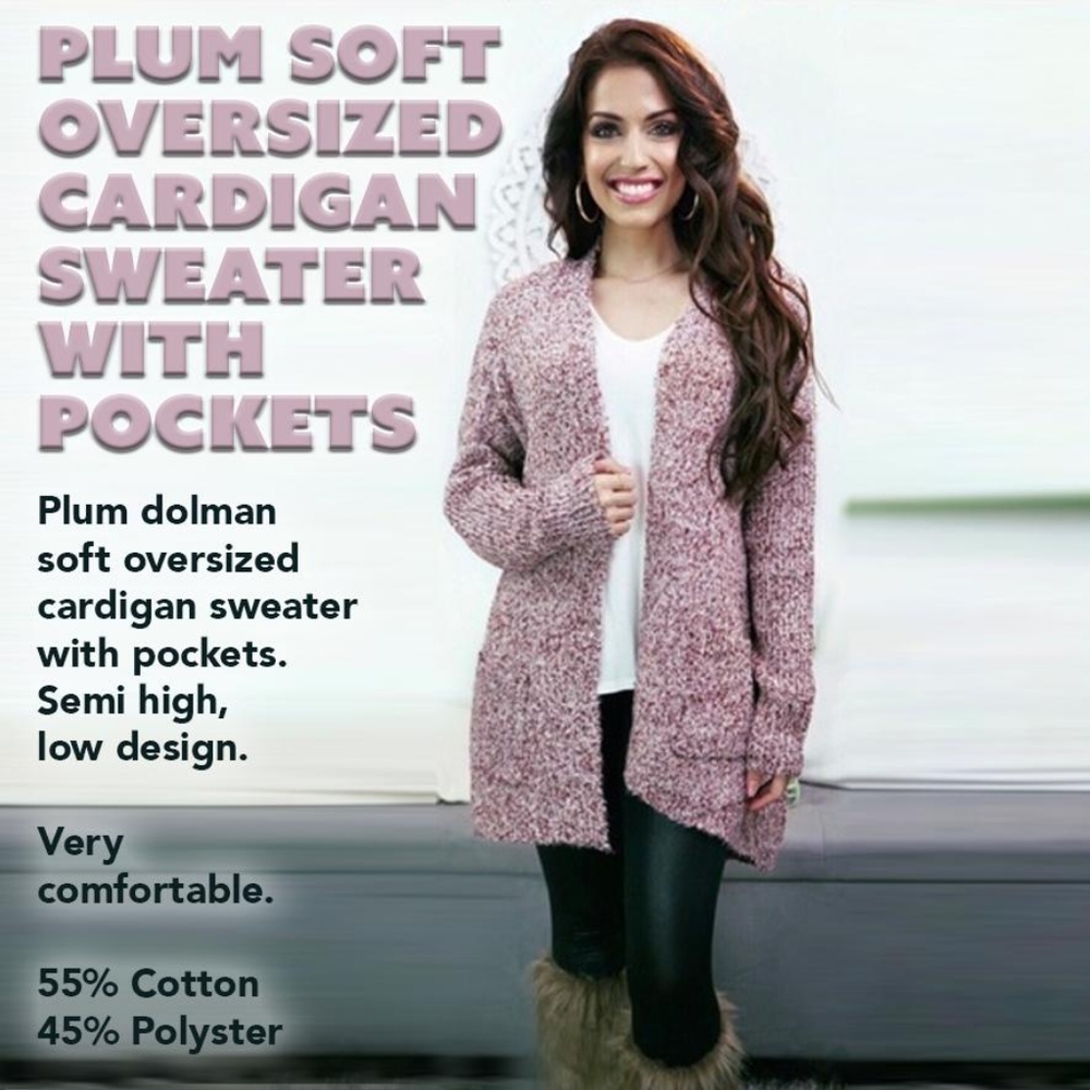 Plum Oversized Cardigan Sweater